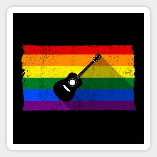 Pride Rainbow Flag - Acoustic Guitar Shadow Magnet